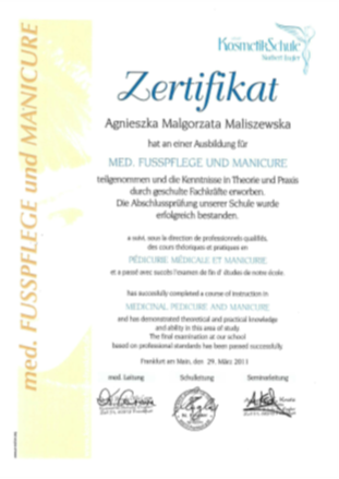 Medizinische Fußpflege und Manicure