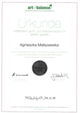 Zertifizierte Sport- und Wellnessmasseurin